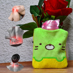 Green Kitty Hot Water Bag displayed with its full soft cover texture.