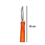 Efficient wooden handle peeler for quick and easy peeling of various vegetables.