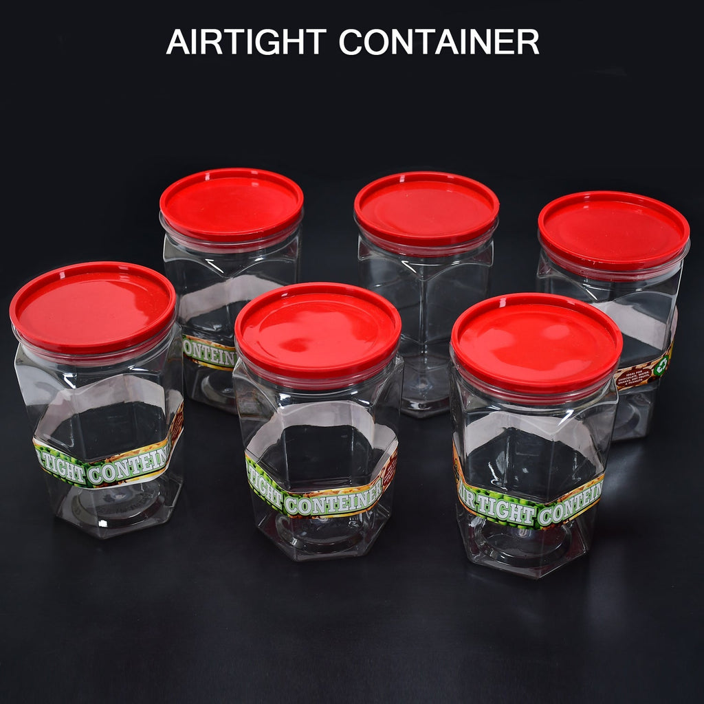 Stackable dry food storage jars filled with various grains and pulses.
