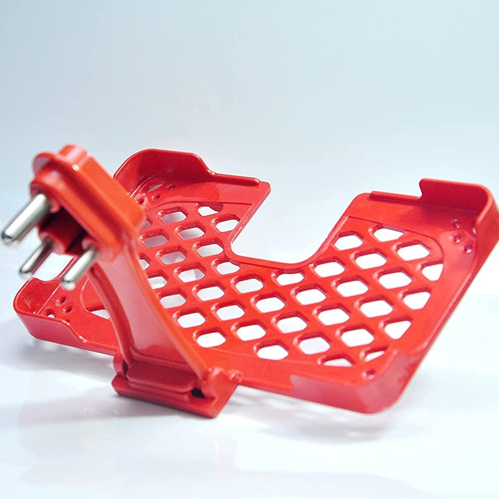 Empty red mobile charging wall holder, ready for use.