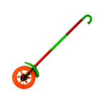Child happily playing with the colorful single wheel light-up push toy.