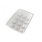 Hand placing an egg into the 12-cavity egg organiser for neat storage.