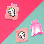 Close-up of the soft fabric cover on the Pink Hot Water Bag.