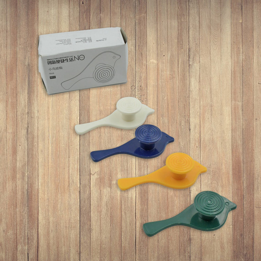Easy-to-install self-adhesive bird hooks providing a punch-free hanging option.