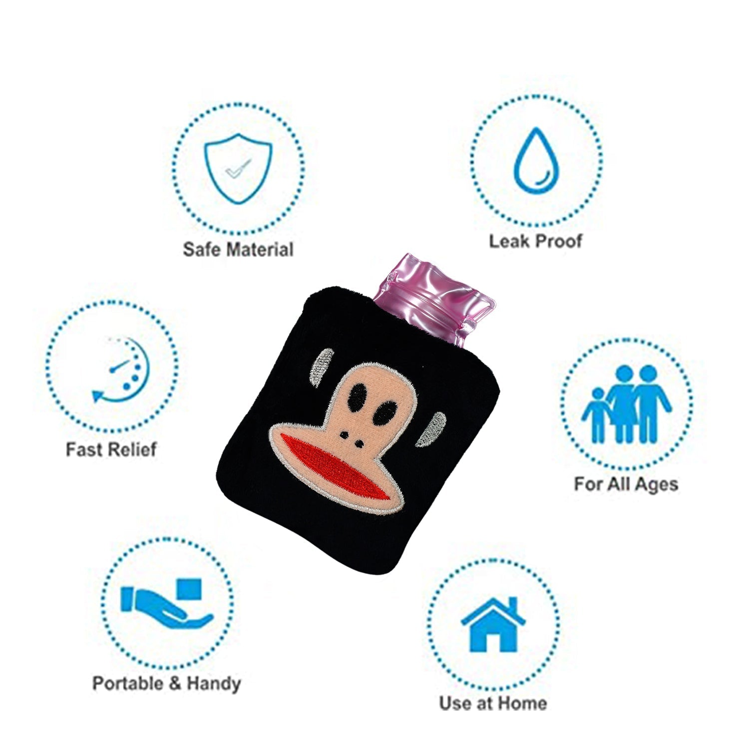 Detailed view of the mini hot water bag's airtight screw cap for leak prevention.
