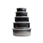Stainless steel lunch box with secure leak-proof closure, perfect for travel.