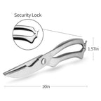 Spring-loaded kitchen shears designed for precise poultry cutting.