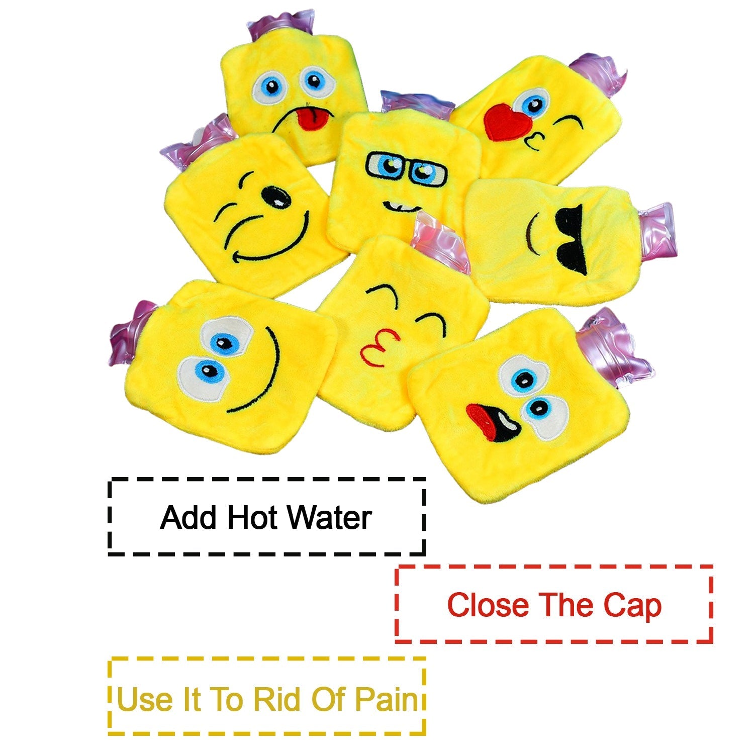 A person holding a small hot water bag, demonstrating its compact size and portability for easy use.