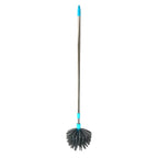 The cobweb cleaning brush demonstrating its full extension for cleaning high areas.