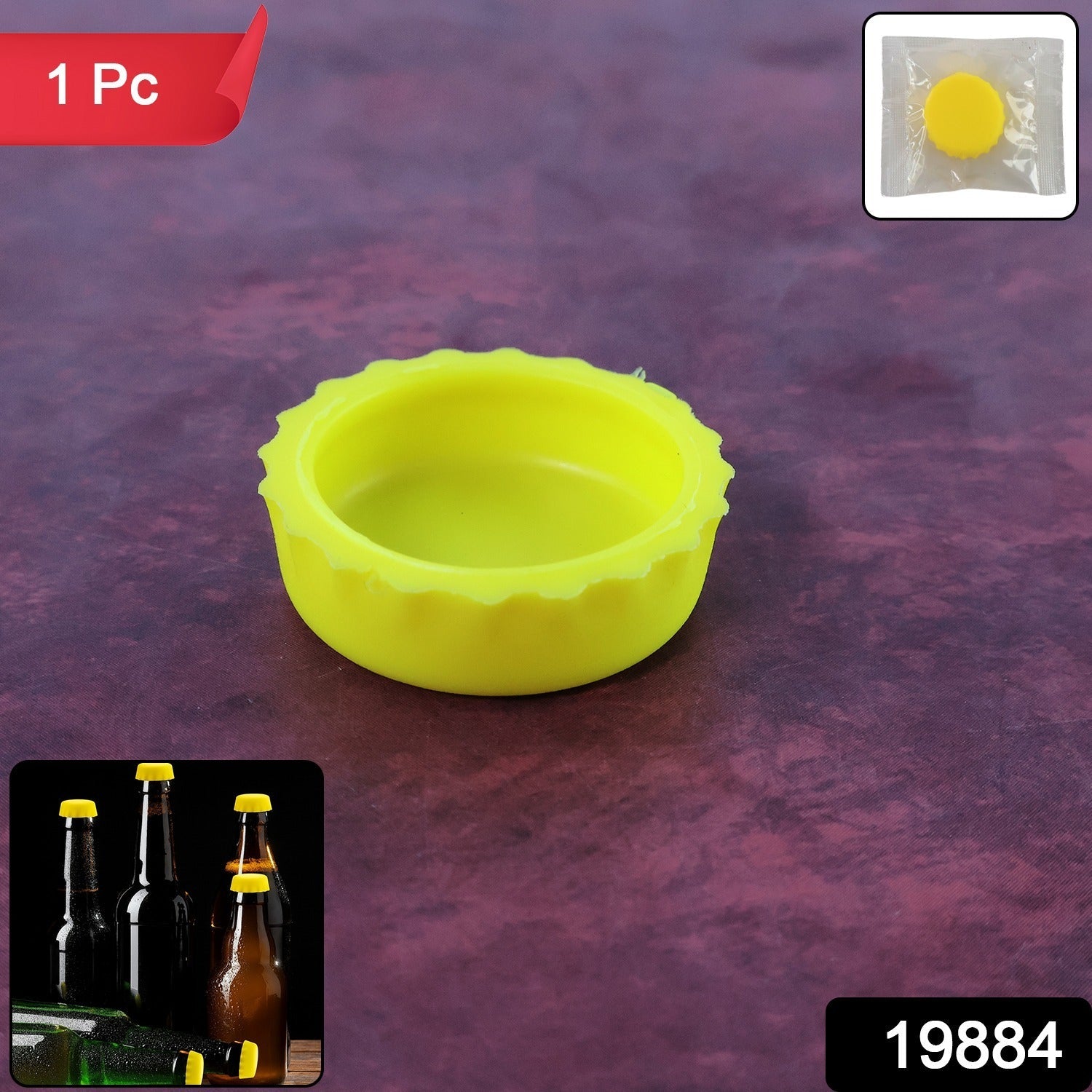 Reusable silicone bottle cap cover on glass bottle