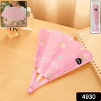 Foldable hand fan fully opened showcasing vibrant floral print