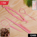 Woman creating a neat ponytail using hair styling tool set