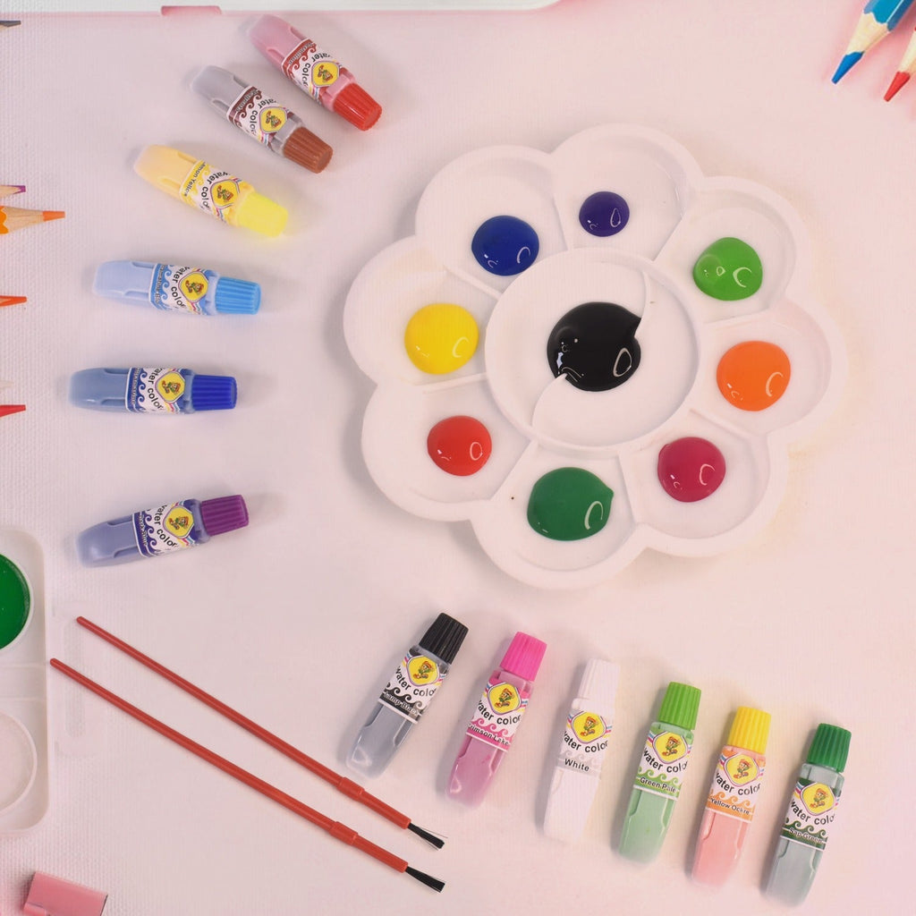 15-in-1 water colour kit for kids with vibrant paint tubes and accessories
