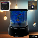 A white LED Projector Night Light showing its control buttons and sleek design.