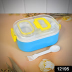 Open durable plastic lunchbox showcasing its spacious compartments for snacks and main courses.