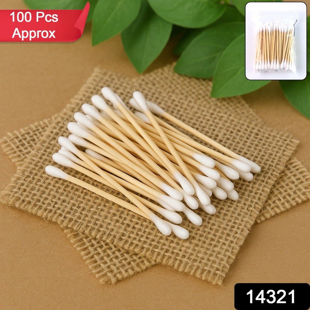 Wooden cotton buds used for makeup and hygiene with gentle cotton heads
