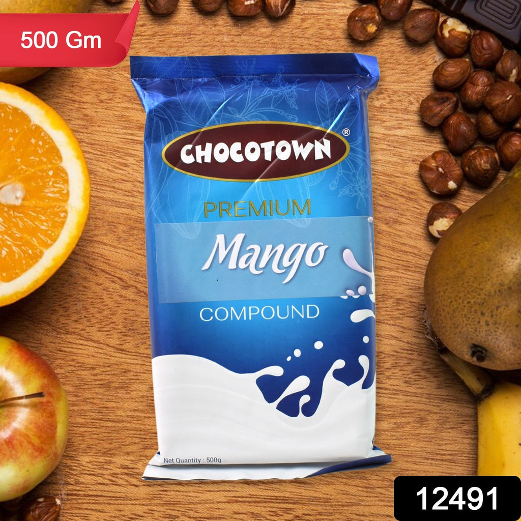 Smooth, yellow Mango Compound Chocolate slab showcasing its vibrant colour.