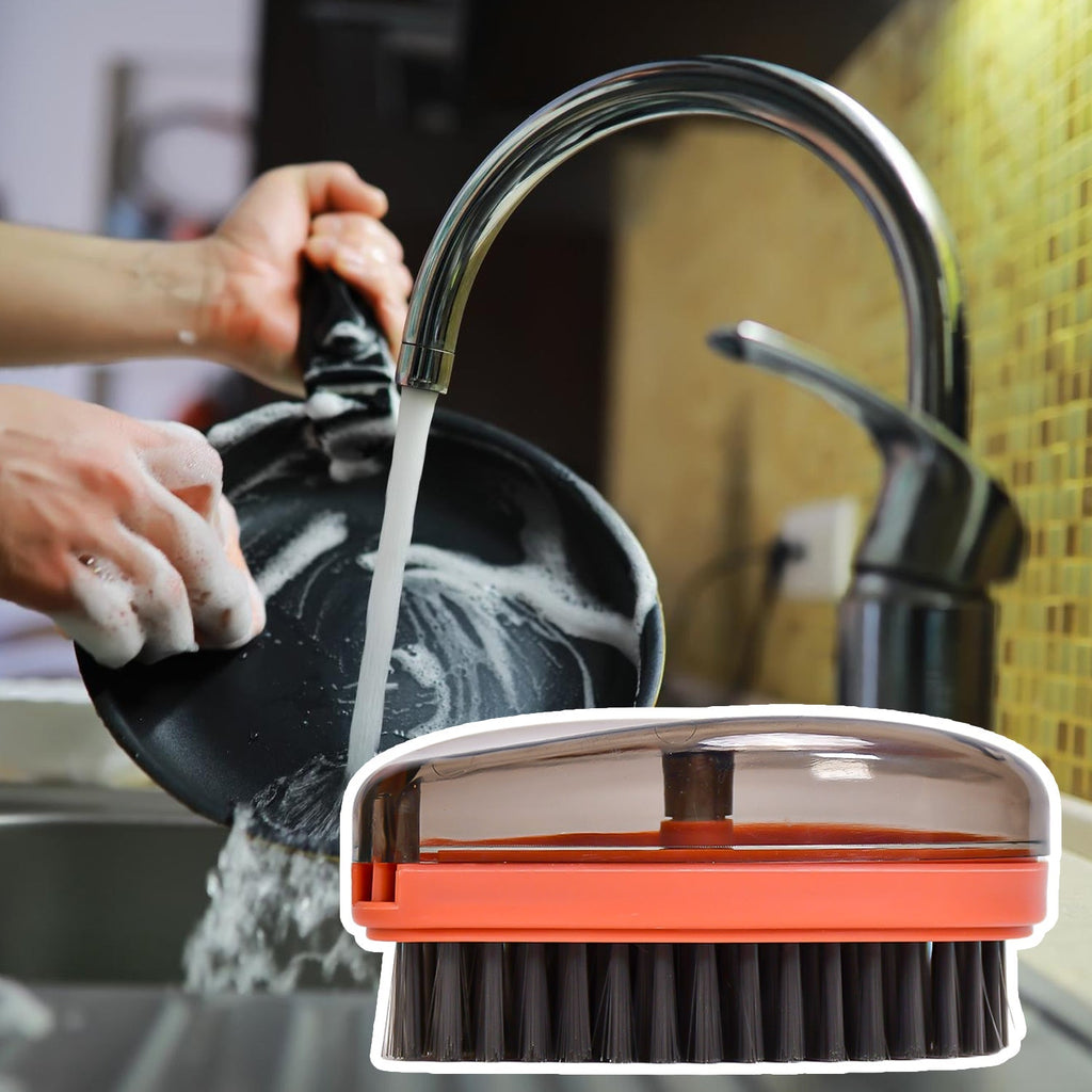 Set of three multicolor cleaning brushes displayed for versatile home use.