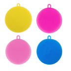 The mildew-resistant silicone dish scrubber sponge displayed in mixed colors for versatile kitchen use.