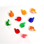 Assorted hand shape wall clips arranged to show their versatility as hangers.