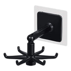 Compact black rotatable hooks showcasing sleek design and easy peel-and-stick installation