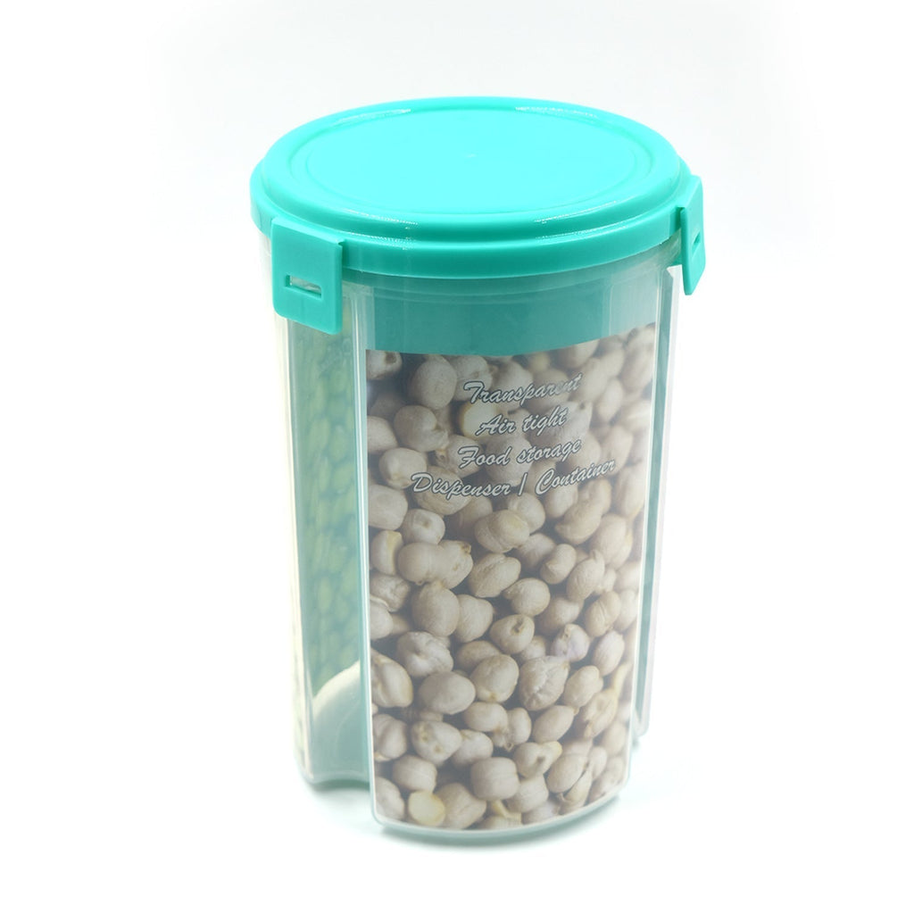 Complete set of the clear, 3-in-1 airtight storage container with its attractive color box.