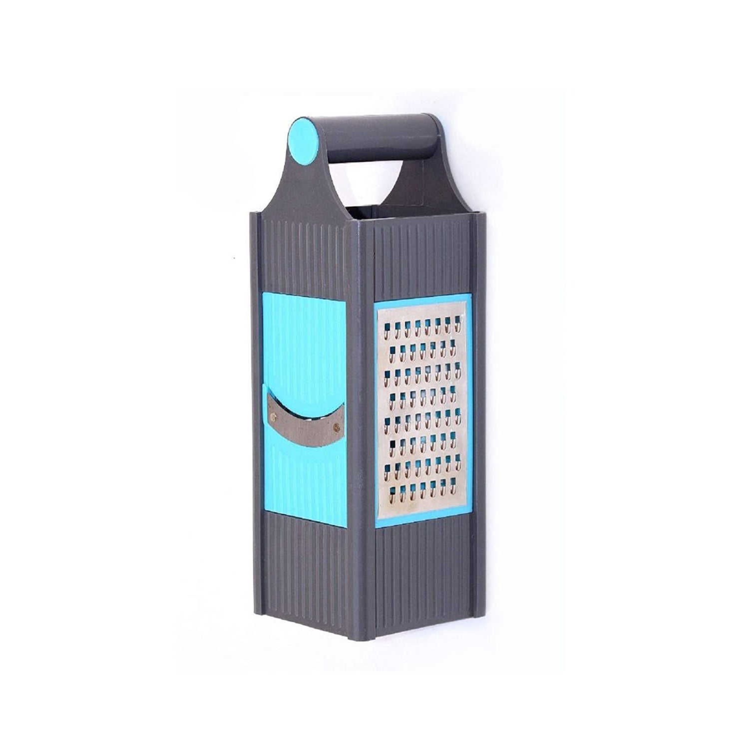 Display of the versatile plastic vegetable slicer grater highlighting its multiple functions for kitchen use.