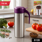 Oil dispenser with ergonomic black handle for comfortable grip