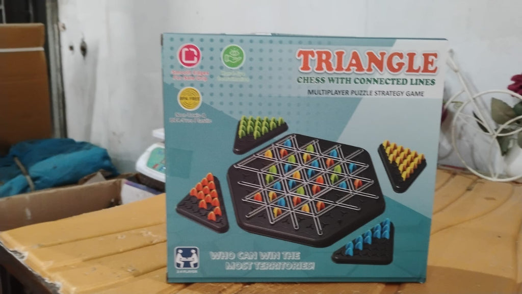 Family playing Triangle Puzzle Board Game promoting fun and educational bonding
