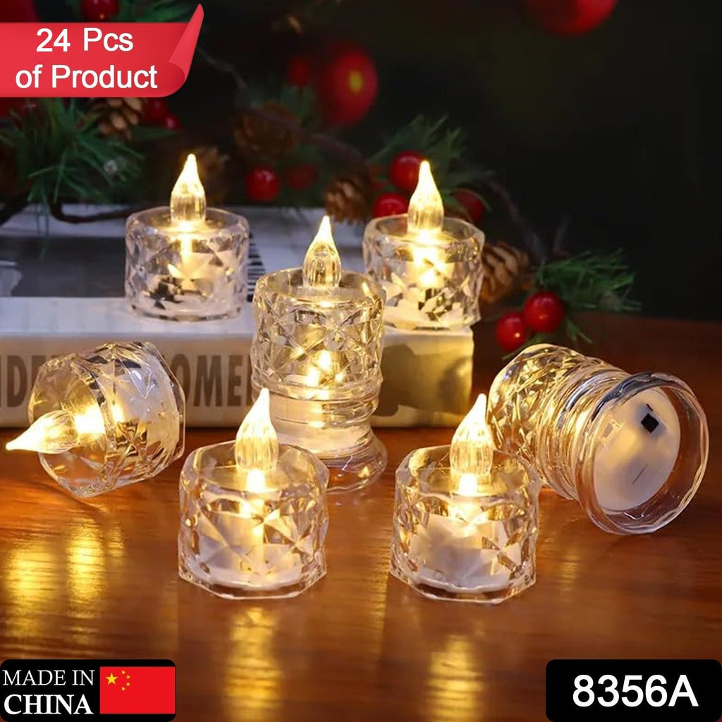 Close-up of a flickering Flameless LED Tealight Candle, showcasing its realistic glow.