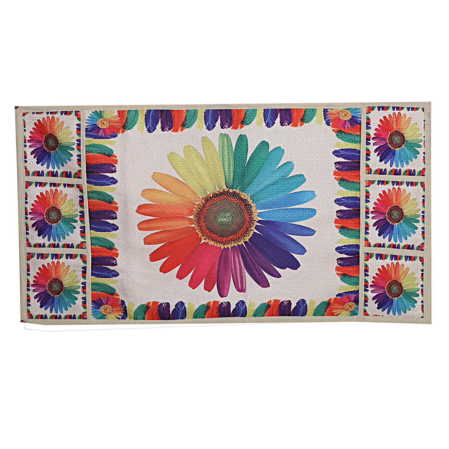 Elegant maroon and white fridge top cover with a fruit motif, perfect for kitchen styling.
