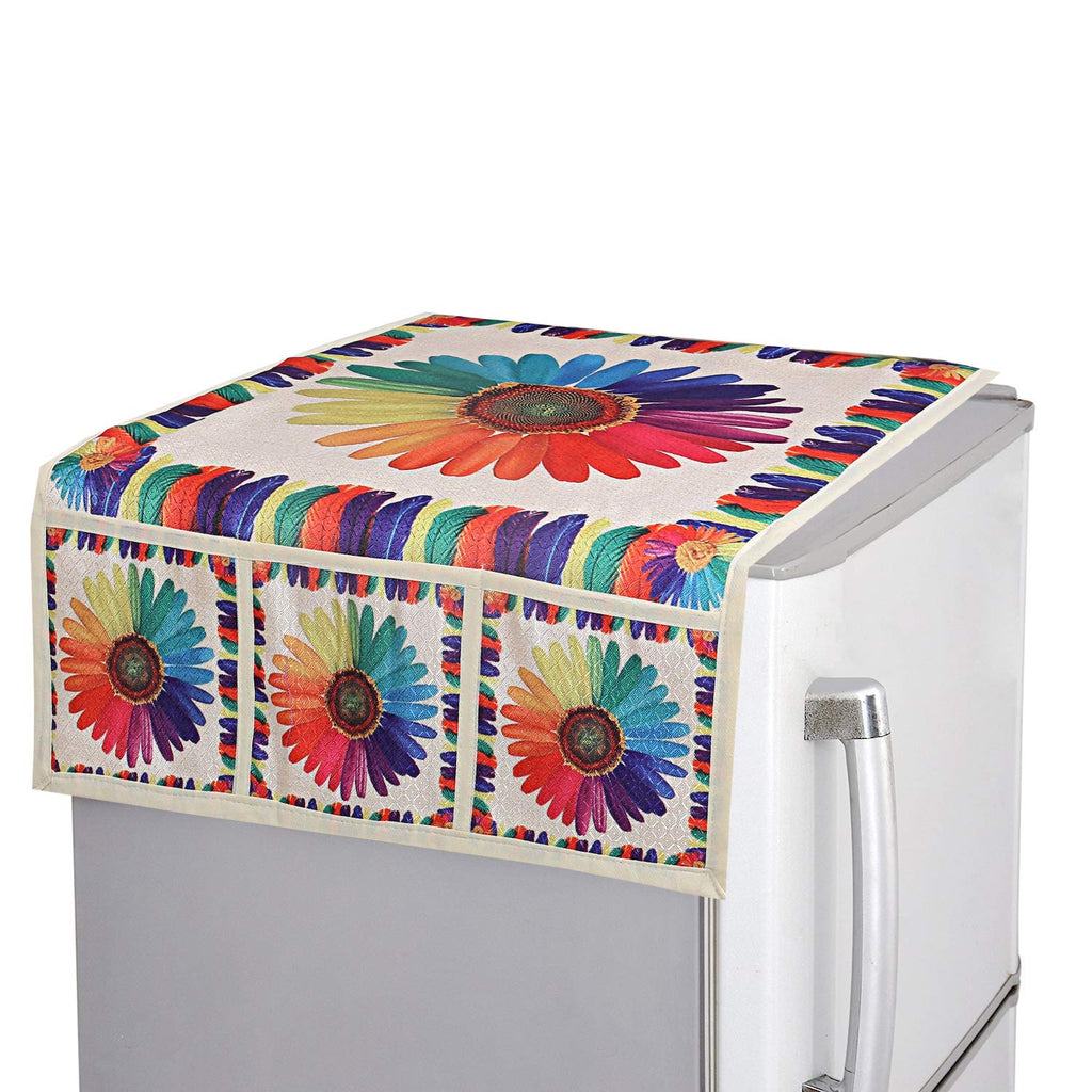 Kitchen fridge top cover featuring a colourful fruit design, enhancing home decor.