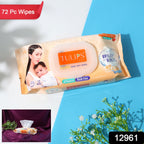 Tulips Sensitive Baby Wet Wipes pack showing soft, gentle wipes