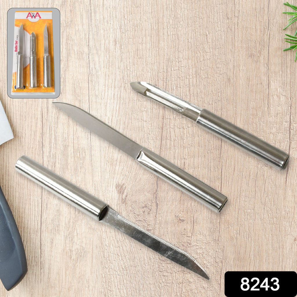 Close-up of Cisora stainless steel kitchen knives showcasing their sharp blades