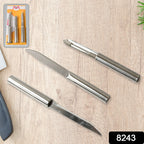 Close-up of Cisora stainless steel kitchen knives showcasing their sharp blades