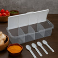 Tidy Table Airtight Masala Box with 4 sections and individual spoons.