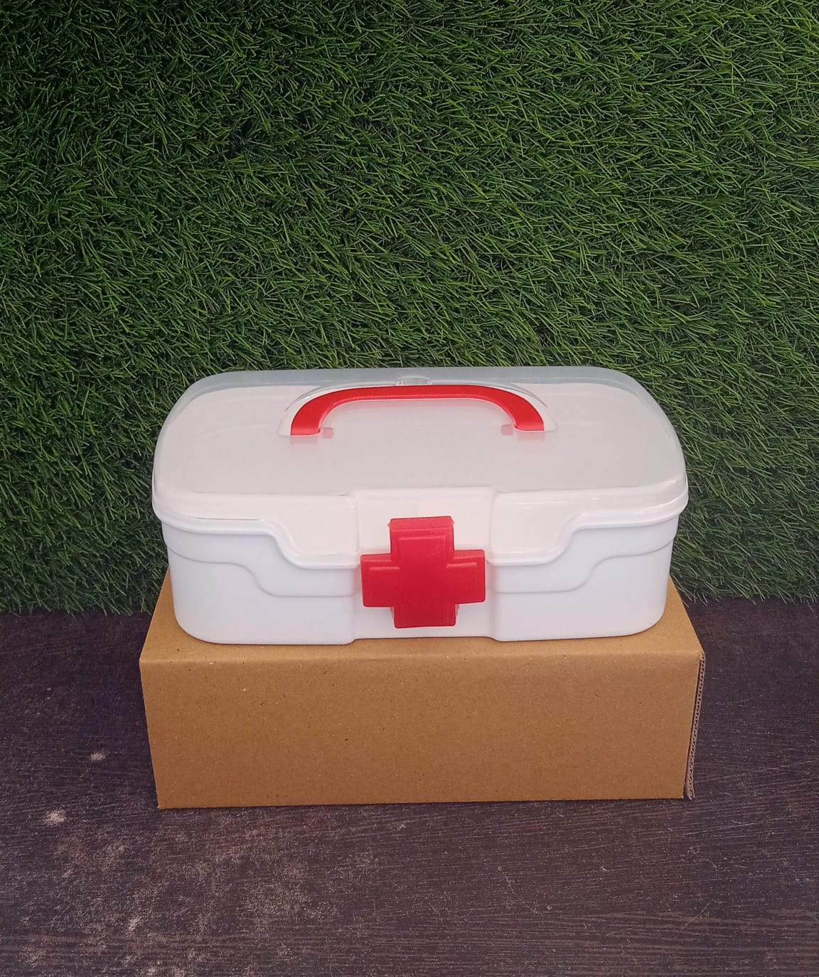 Medicine storage box displayed in a home setting, demonstrating its practical use for organising medical essentials.