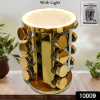 Close-up of the LED illuminated section of the rotating spice organizer.
