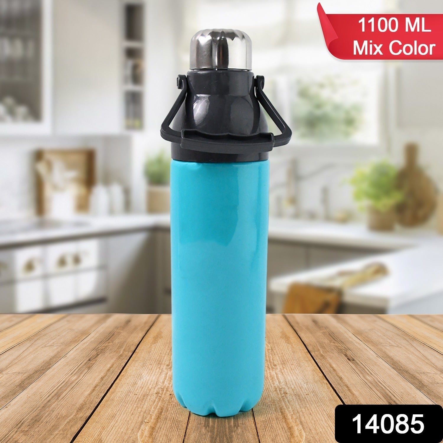 Side view of leakproof plastic sports water bottle for gym and travel