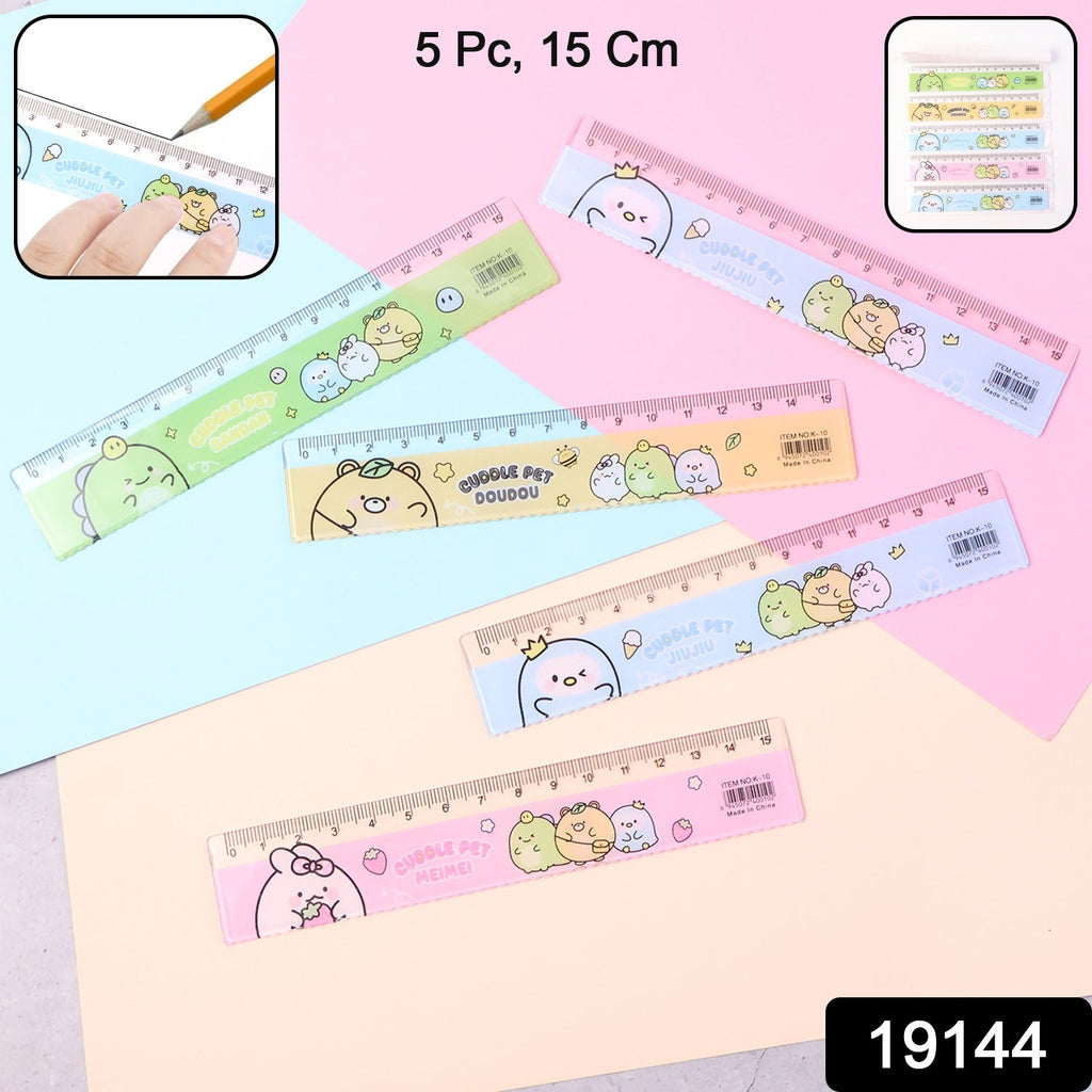 Single plastic ruler from kids 5-piece cartoon ruler set