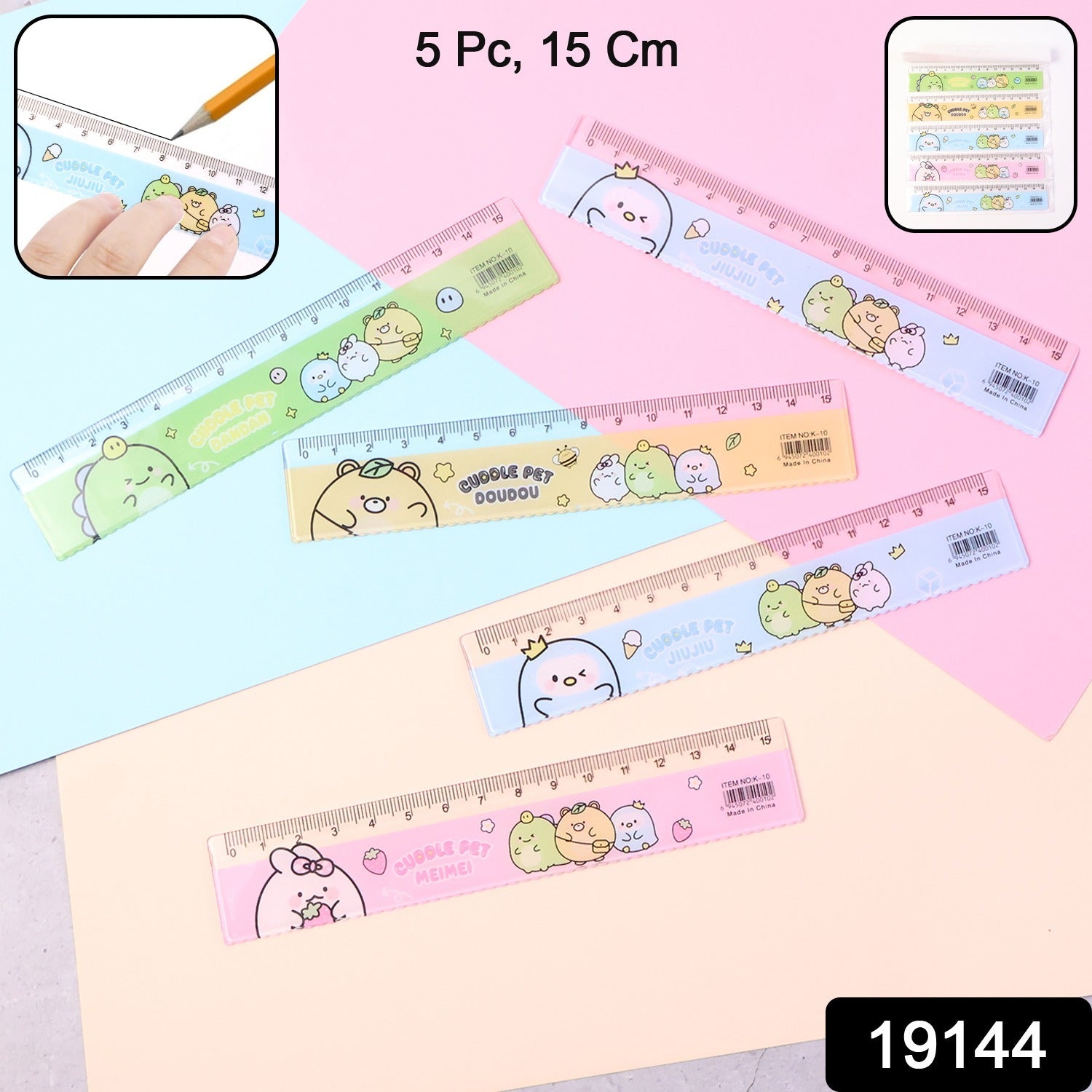 Single plastic ruler from kids 5-piece cartoon ruler set