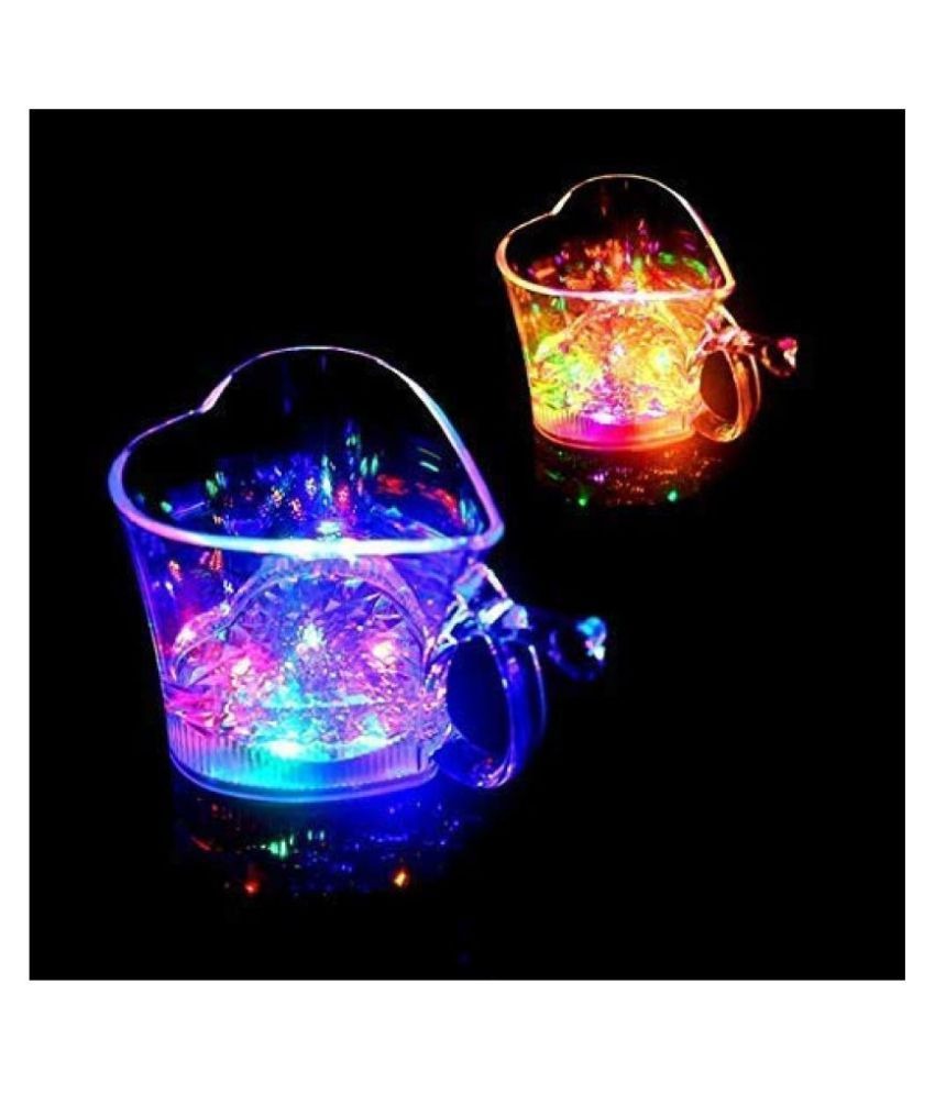 Side profile of the heart-shaped LED Glass Cup, ready for a drink.