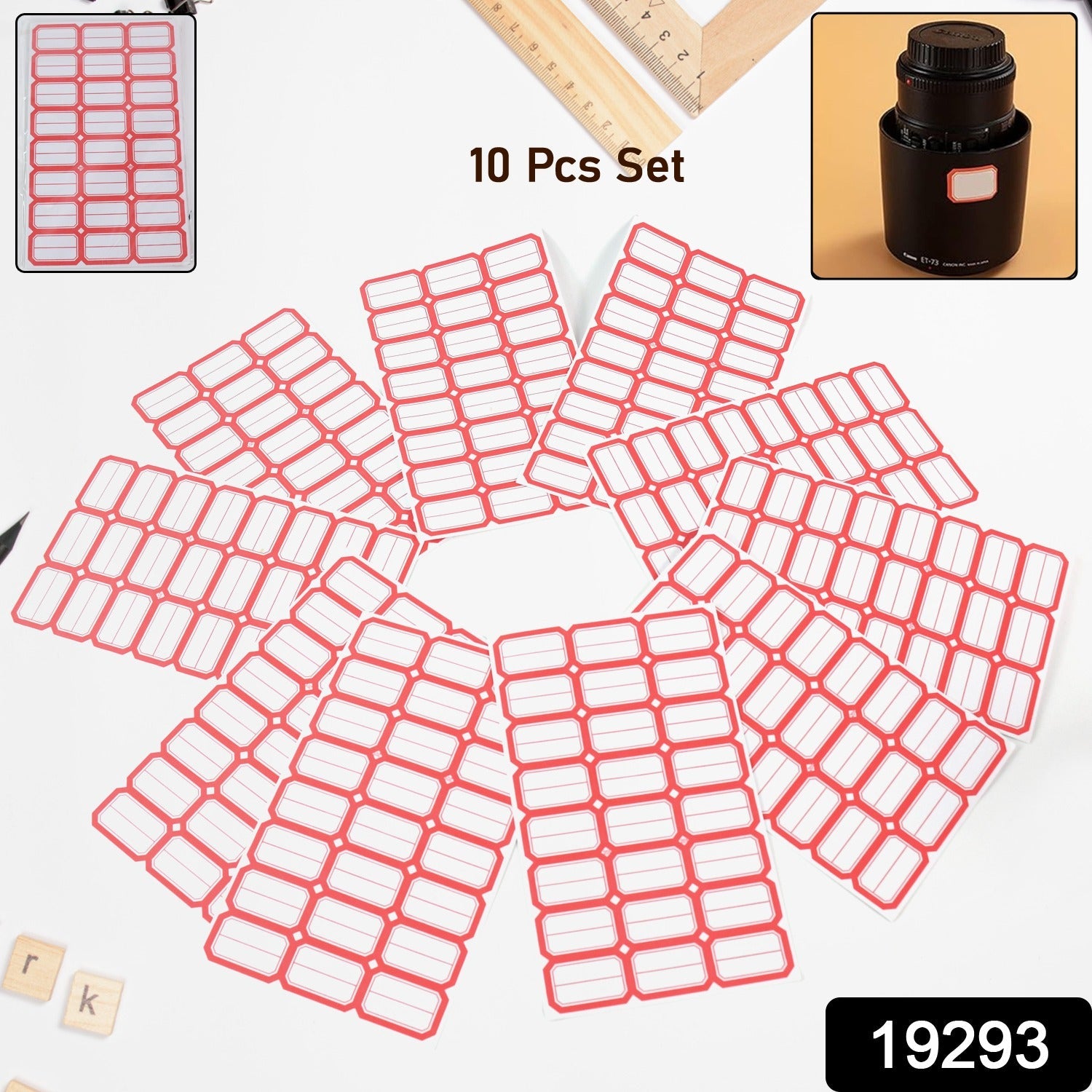 Pack of blank self-adhesive label sticker sheets with red border edges