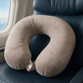 Travel Neck Pillow made with memory foam, shown in a studio shot.