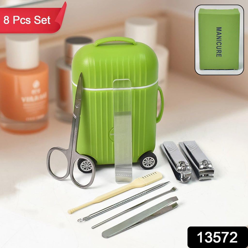 Close-up of the professional stainless steel nail tools from the grooming kit.