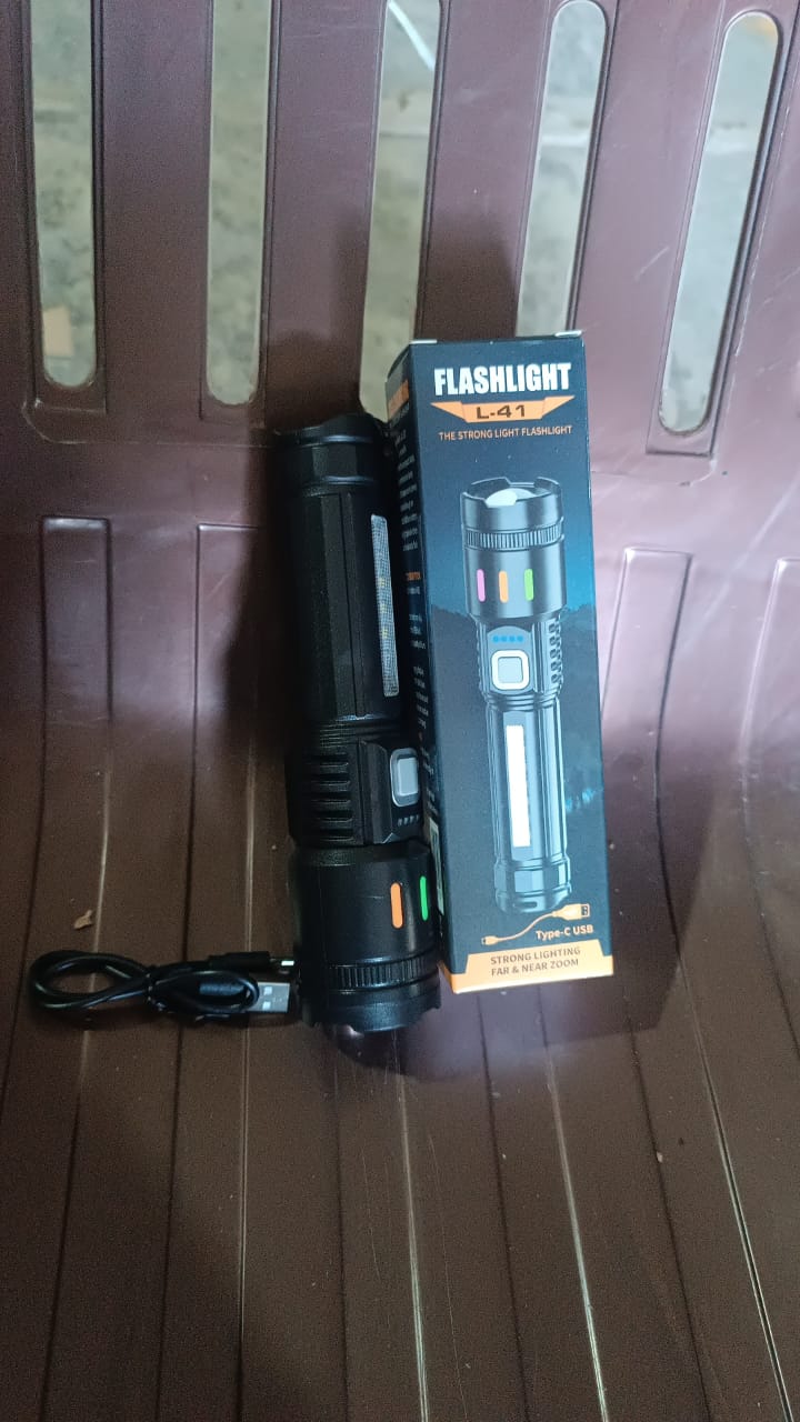 Compact USB rechargeable LED torch with clip for convenient carrying