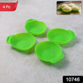Set of four non-stick silicone idli maker cups for easy idli steaming