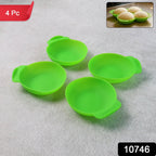 Set of four non-stick silicone idli maker cups for easy idli steaming