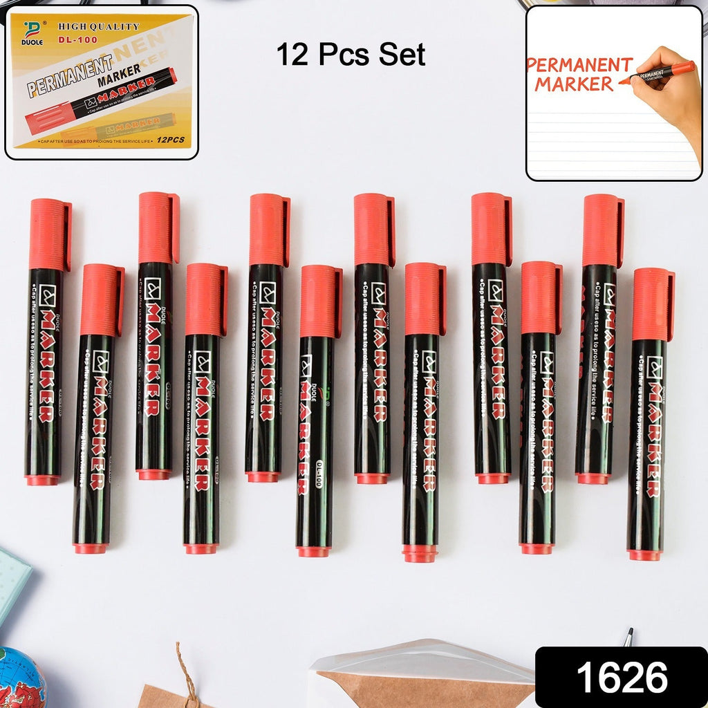 Red permanent marker pen set displaying clear and long-lasting ink