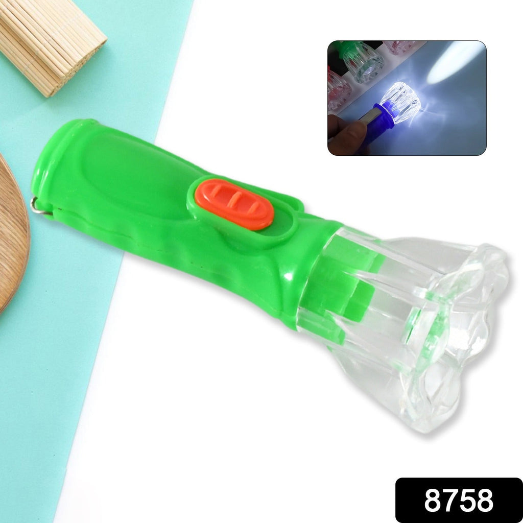 Multiple colorful Kids LED Torch flashlights displayed together.